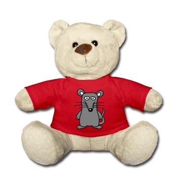 Maus Mäuschen Süße Kleine Ratte Nager Lustig Comic - Teddy - Rot - Vorne