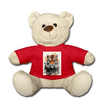 Tiger in Aquarell - Teddy - Rot - Vorne