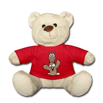 Owl Cactus Desert 2 Friends Happy Team Cartoon - Teddy Bear - red - Front