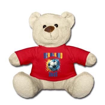 Einschulung Schulkind 2025 Fußball Fussball - Teddy - Rot - Vorne