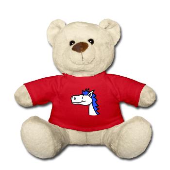 Pferd Süß Pony Fohlen Lange Haare Niedlich Comic - Teddy - Rot - Vorne