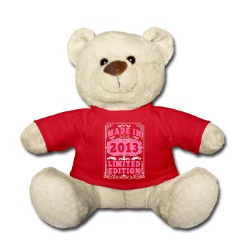 Vintage Born in 2013 made in 2013 12 years old. Art_20 - Teddy Bear - red - Front