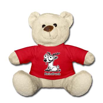 Funny drunk deer - "Reindrunk" Design - Teddy Bear - red - Front