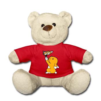 Bunny Butterfly Friends Holding Pretty Beautiful Cute - Teddy Bear - red - Front