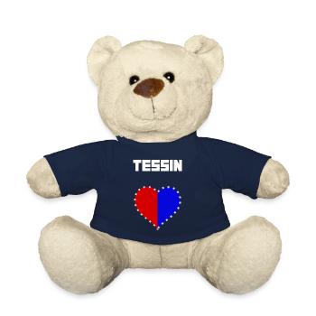 Ticino with heart & flag white - Teddy Bear - french navy - Front