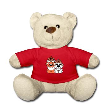 Two Dogs Crown King Queen Ruler Majesty - Teddy Bear - red - Front