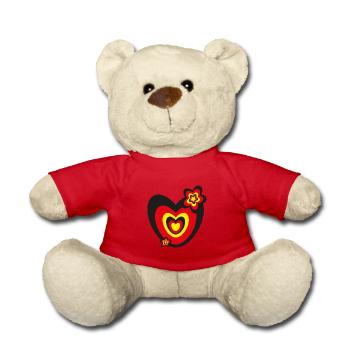 Deutschlandfarben mit viel Herz und Blumen. - Teddy - Rot - Vorne