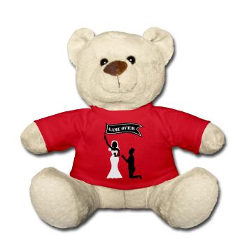 JGA Game Over Flagge Braut Bräutigam Jungesellen - Teddy - Rot - Vorne
