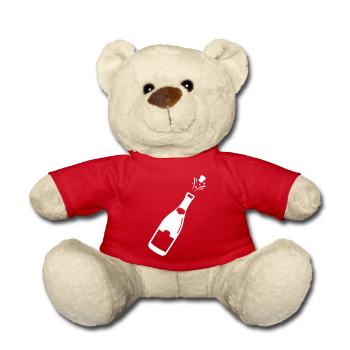 Bouteille de fête d’alcool - Nounours - rouge - Devant