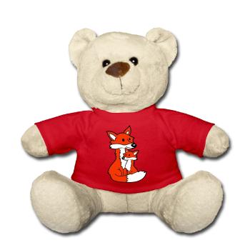 2 Foxes Mother Red Fox Little Child Father Mom - Teddy Bear - red - Front