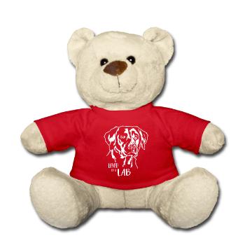 Loved by a Lab Labrador Labbi Dogs Wilsigns - Teddy Bear - red - Front