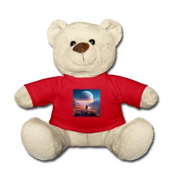 Pluto und sein aufgehender Mond Charon - Teddy - Rot - Vorne