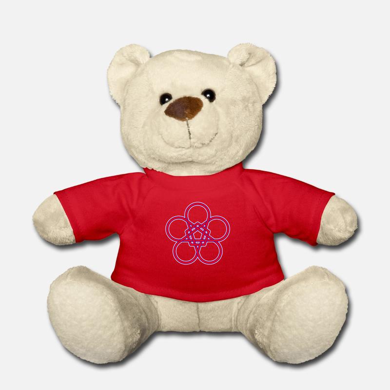 Pentagon and Circles - Teddy Bear - red