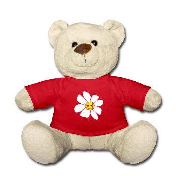 Petit drôle de fleur heureuse visage dessin animé - Nounours - rouge - Devant