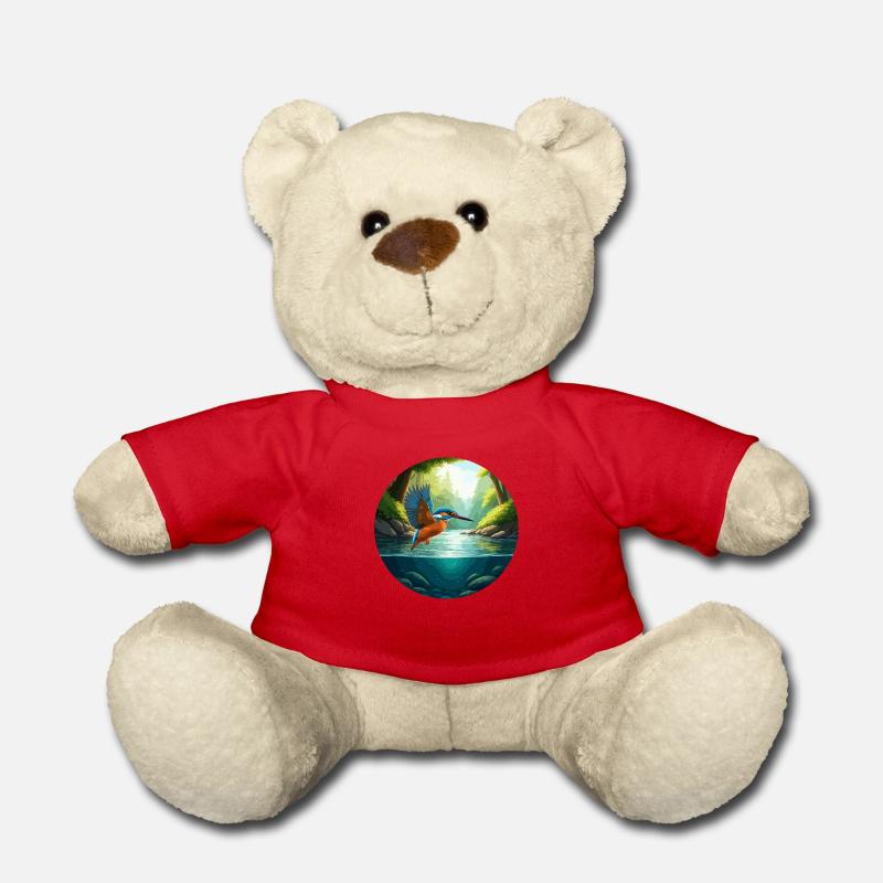 Eisvogel fliegt über Bach - Teddy - Rot
