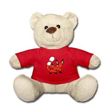 2 Foxes Mother Red Fox Little Child Father Mom - Teddy Bear - red - Front
