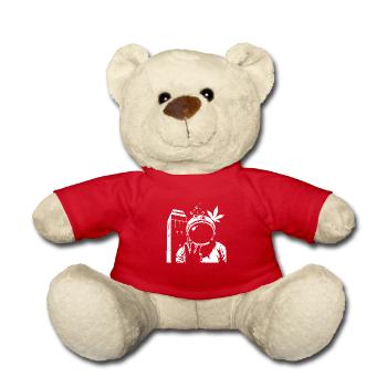 Austronaut Wasserturm und Hanf Weiß Transparent - Teddy - Rot - Vorne