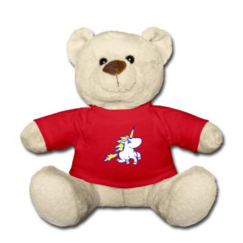 Unicorn Rides Fast Gallop Cute Cartoon Horse - Teddy Bear - red - Front