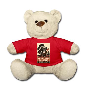 Railway: Power on rail: BR 50 rolls freight train - Teddy Bear - red - Front