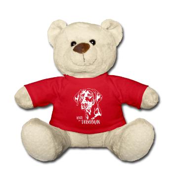 Loved by a Doberman Dog Saying Doberman Wilsigns - Teddy Bear - red - Front