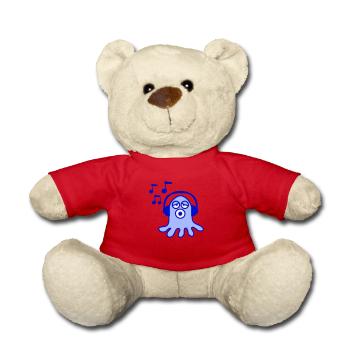 Mignon poulpe pieuvre pieuvre calmar écoutant de la musique forte - Nounours - rouge - Devant