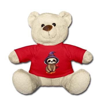 Cute Halloween sloth with witch hat. - Teddy Bear - red - Front