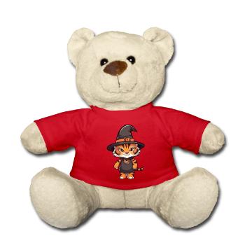 Mignon tigre d’Halloween avec chapeau de sorcière. - Nounours - rouge - Devant