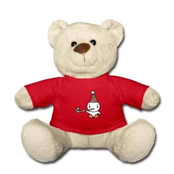 Vogel Party feiern Hut Tröte Geburtstag Silvester - Teddy - Rot - Vorne