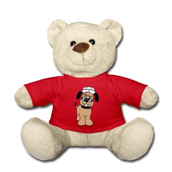 DJ Hund Sonnenbrille Teenager Mütze Cappy Cool Guy - Teddy - Rot - Vorne