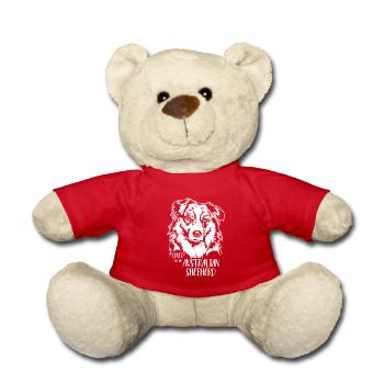 Loved by an Australian Shepherd Dog Wilsigns - Teddy Bear - red - Front