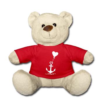 Nordsee Liebe Herz Luftballon trägt Anker weis - Teddy - Rot - Vorne