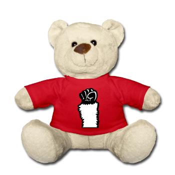 Llama Fist Stretching Up Hairy Monkey Rebellion Hand - Teddy Bear - red - Front