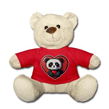 Pixel-Panda mit großem Herz - Teddy - Rot - Vorne