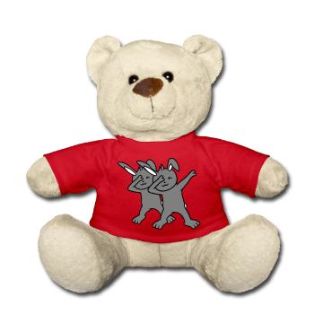 2 Bunnies Dabbing Dab Dance Pose Dancing Friends Team - Teddy Bear - red - Front