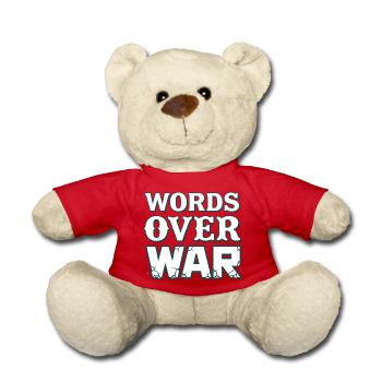 WORDS OVER WAR #1 - let's talk - Teddy Bear - red - Front