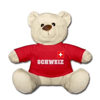 Schweiz Trikot Look - mit Fahne Flagge auf Brust - Teddy - Rot - Vorne