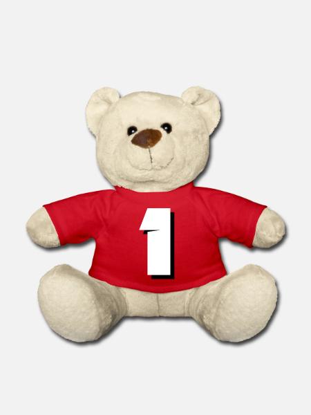 Number 1 number 1 bib the best all - Teddy Bear - red
