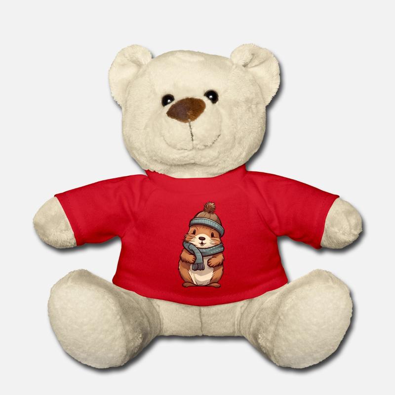 Castor mignon dans un look d’hiver festif ! - Nounours - rouge