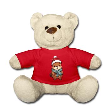 Cute otter in festive winter look! - Teddy Bear - red - Front