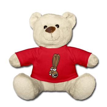 Hase Kaninchen Häschen Cartoon albern Hasenzähne - Teddy - Rot - Vorne