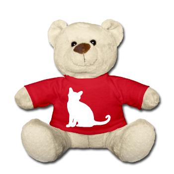 Katze Silhouette Sitzen - Teddy - Rot - Vorne
