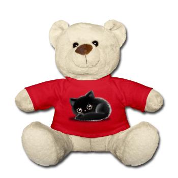 Black Cat 🐈 ⬛ - Teddy Bear - red - Front