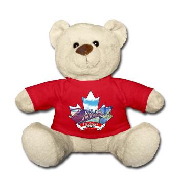Calgary, Alberta Canada Maple Leaf - Teddy Bear - red - Front