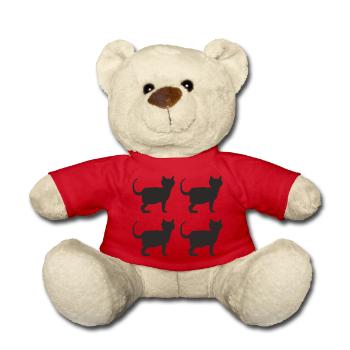 schwarze katzen 4fach - Teddy - Rot - Vorne