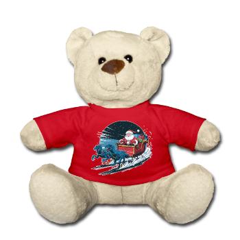 Santa Claus riding a sleigh - Teddy Bear - red - Front