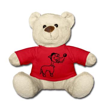 Dog Stands Stupid Guy Funny Stupid Crazy Funny - Teddy Bear - red - Front
