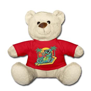 Caméléon dans le motif humoristique des vacances de plage d’été - Nounours - rouge - Devant