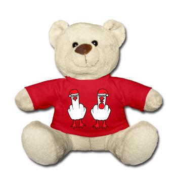 2 Seagulls Middle Finger Insult Christmas Team - Teddy Bear - red - Front