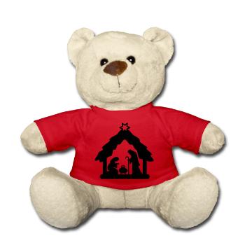 Nativity scene, crib figures, holy family - Teddy Bear - red - Front