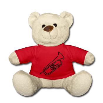 Flugelhorn Sketch Gift for Musician - Teddy Bear - red - Front